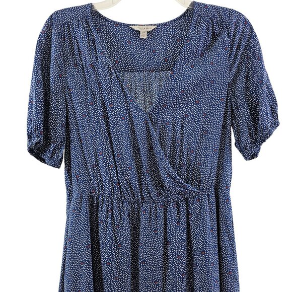 Lucky Brand Mila Women’s Wrap Front Blue Polka Dot Slip Lined Dress – Size Small - Picture 7 of 16
